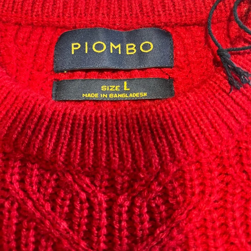 Piombo Red Cable Knit Crewneck Sweater - Picture 3 of 9
